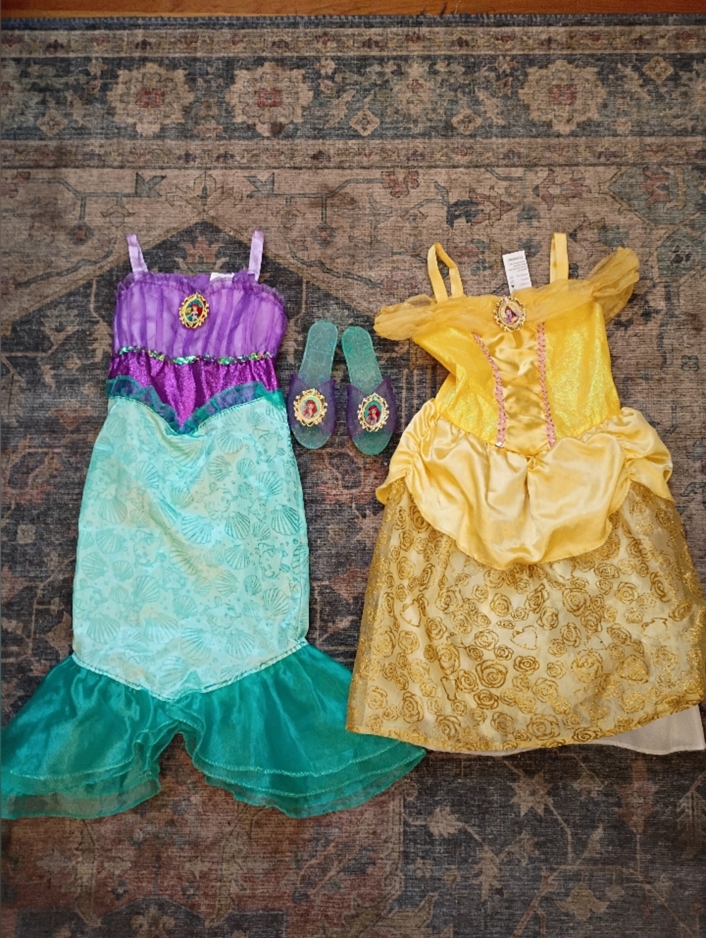 Disney Princess Dresses With Little Mermaid Shoes Size 4 - 6x